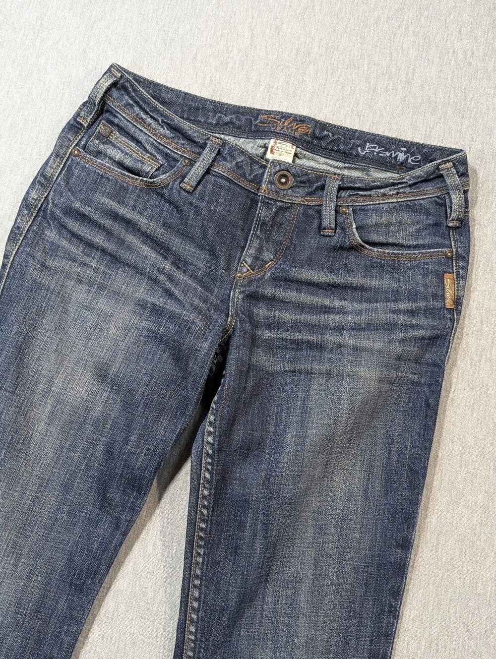 Silver Jeans Jasmine Bootcut Women's 28 X 33 Dark Wash Blue Distressed